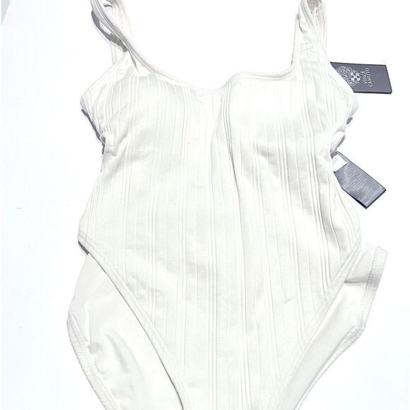 VINCE CAMUTO Ribbed High-Leg CutOut One-Piece Swimsuit Ripple Effect New Size 4 - Picture 10 of 11